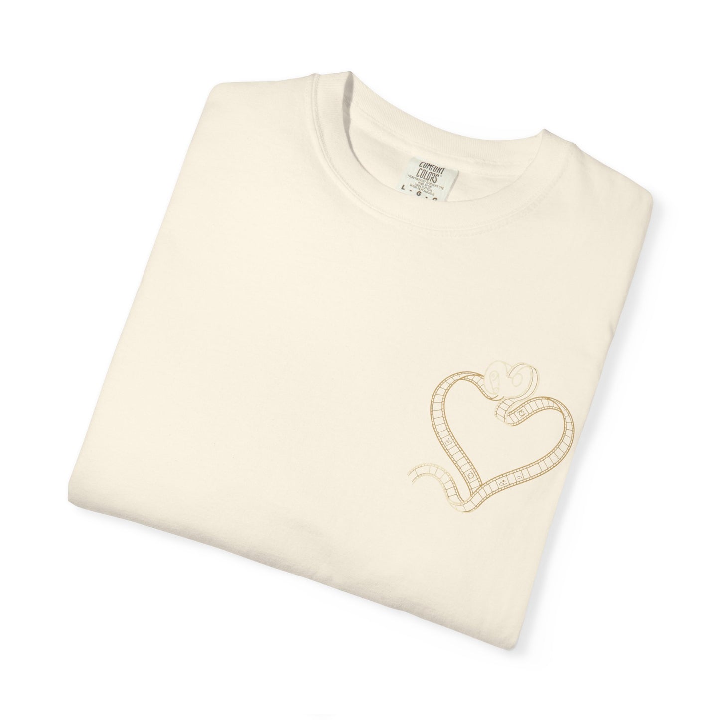 Embroidered Gold Heart T-Shirt — Minimal Chest Heart Tee