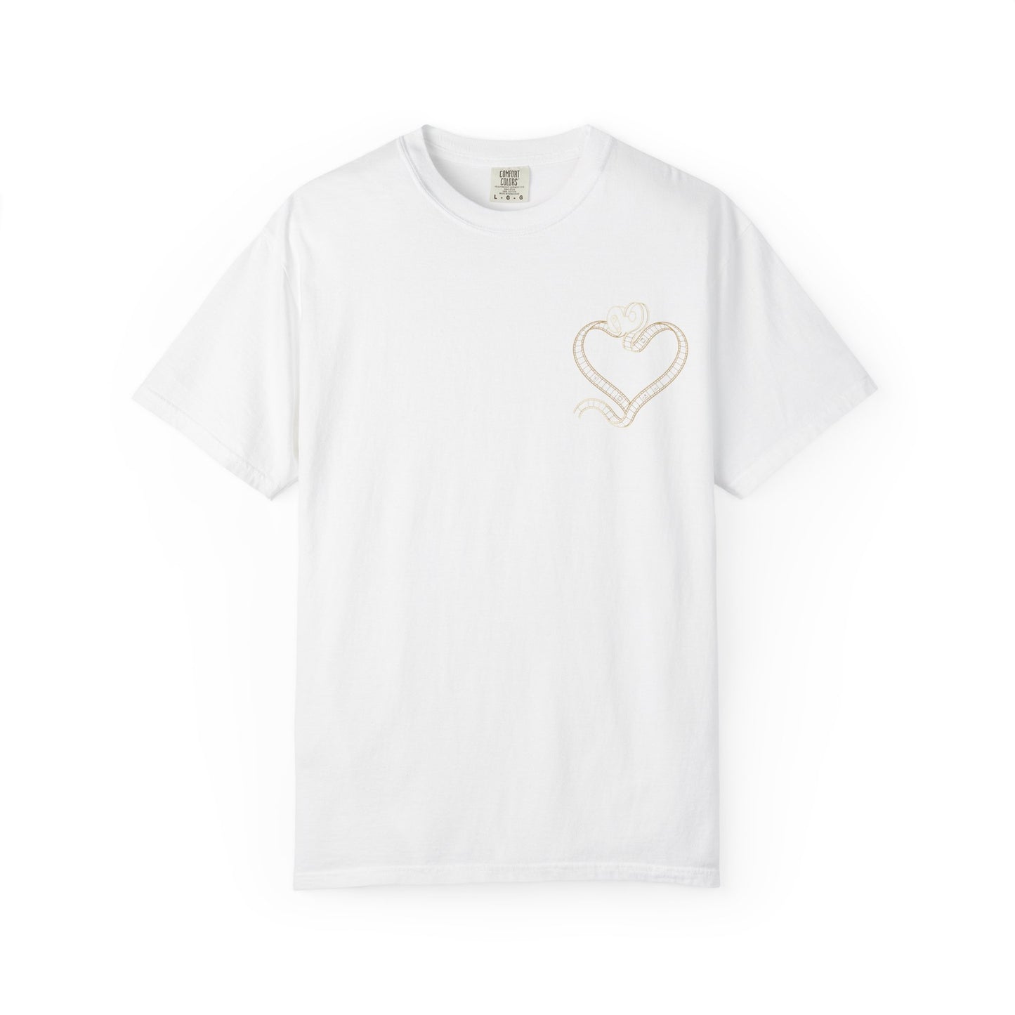 Embroidered Gold Heart T-Shirt — Minimal Chest Heart Tee