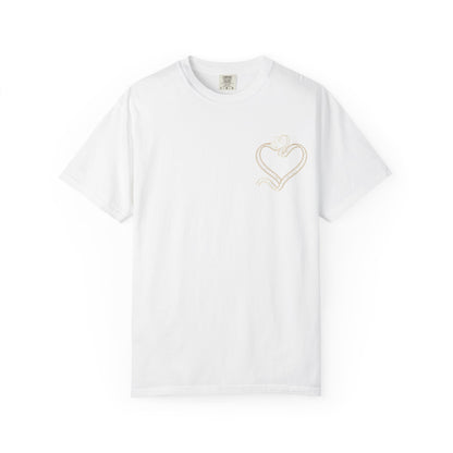 Embroidered Gold Heart T-Shirt — Minimal Chest Heart Tee