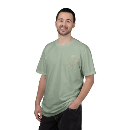 Embroidered Gold Heart T-Shirt — Minimal Chest Heart Tee