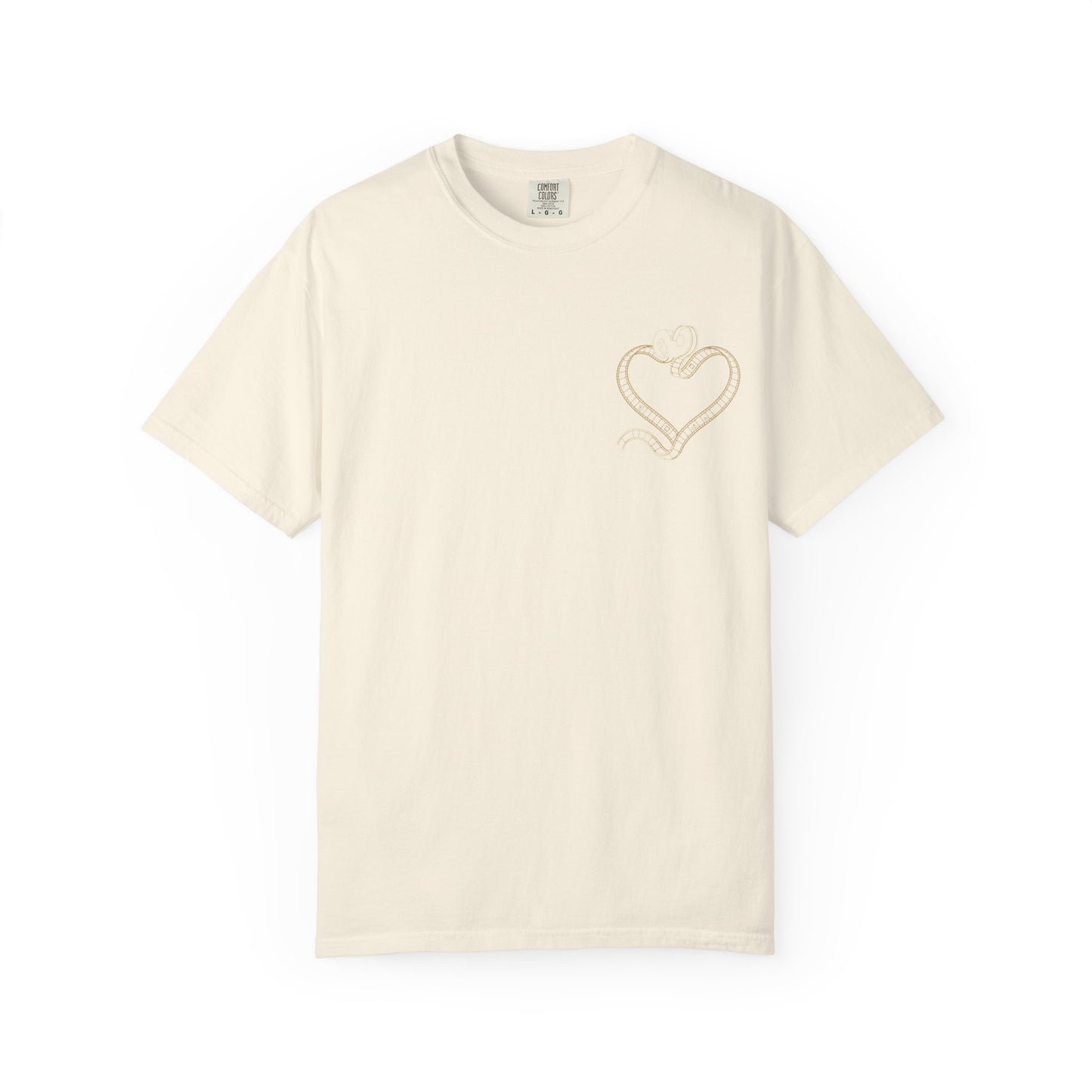Embroidered Gold Heart T-Shirt — Minimal Chest Heart Tee