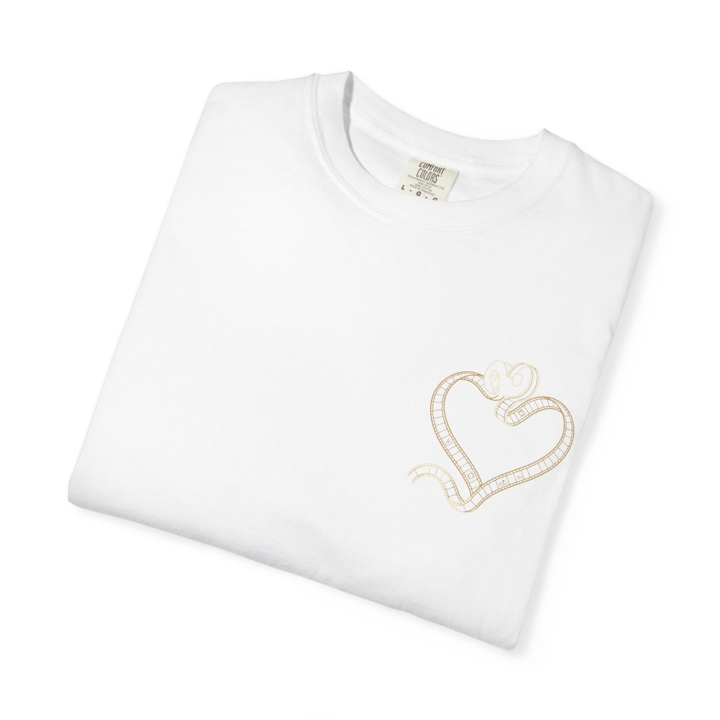 Embroidered Gold Heart T-Shirt — Minimal Chest Heart Tee