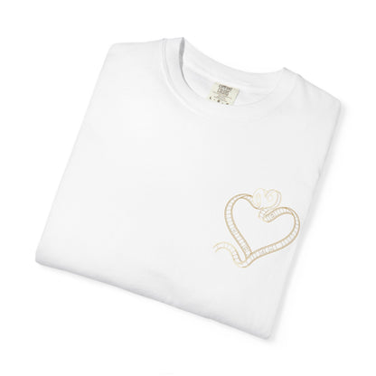 Embroidered Gold Heart T-Shirt — Minimal Chest Heart Tee