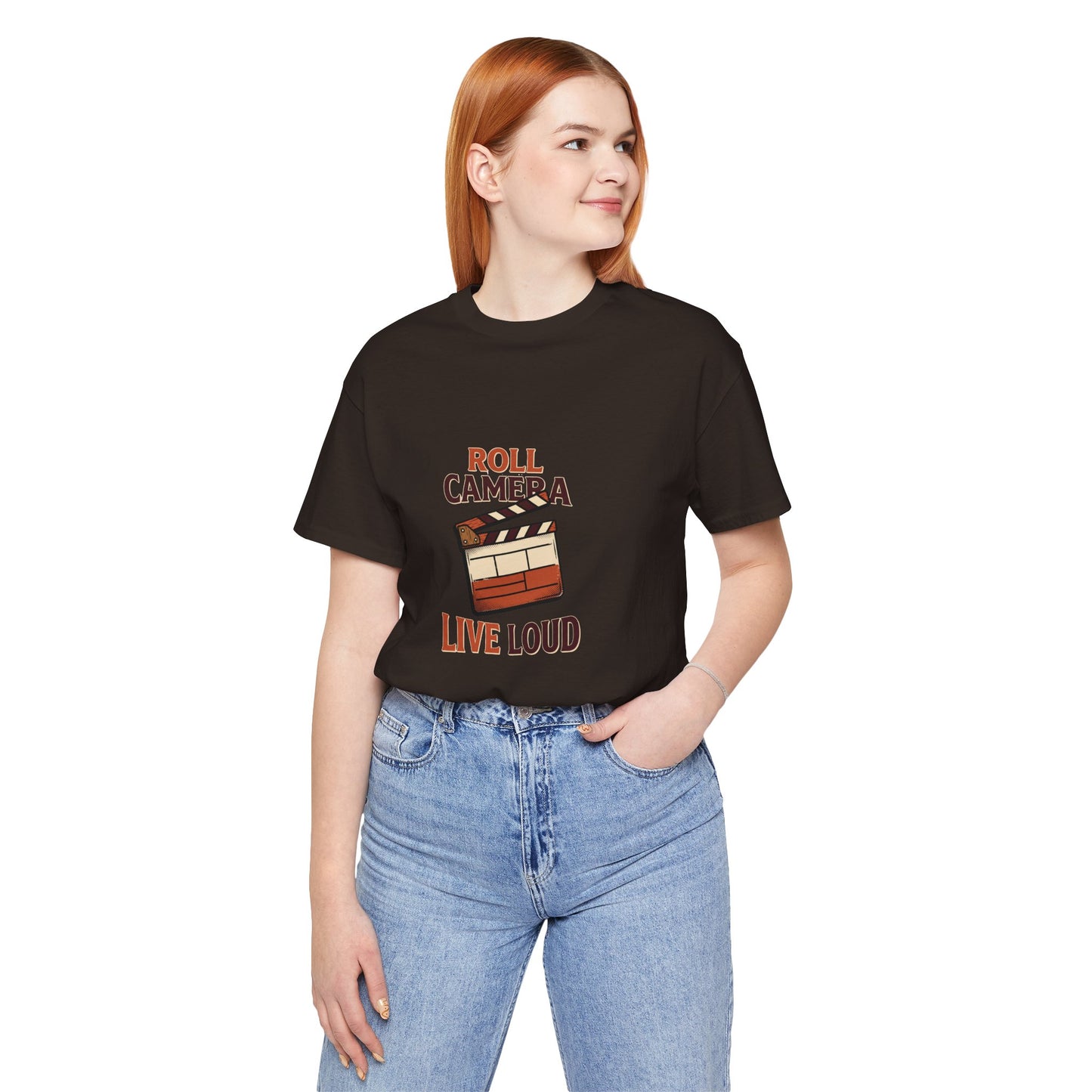 Film Clapboard T-Shirt – "Roll Camera Live Loud" Graphic Tee