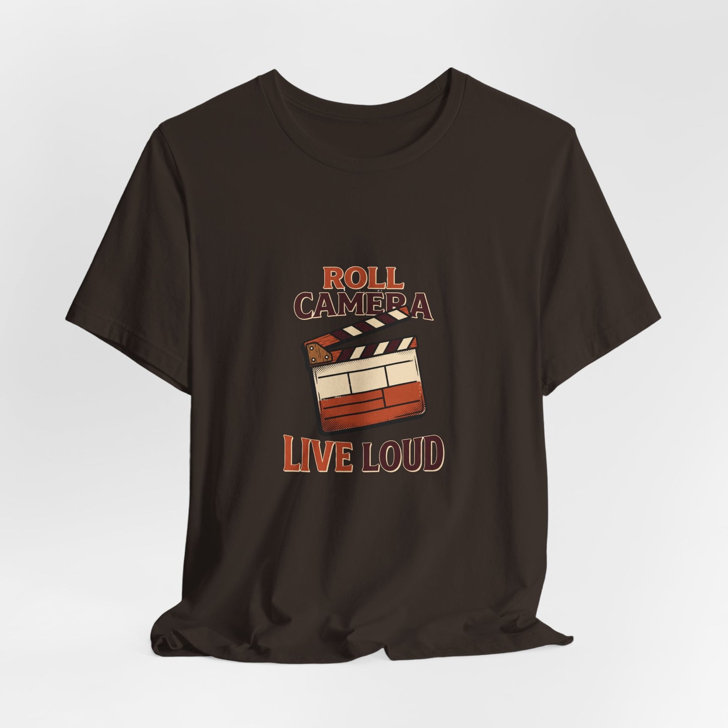 Film Clapboard T-Shirt – "Roll Camera Live Loud" Graphic Tee