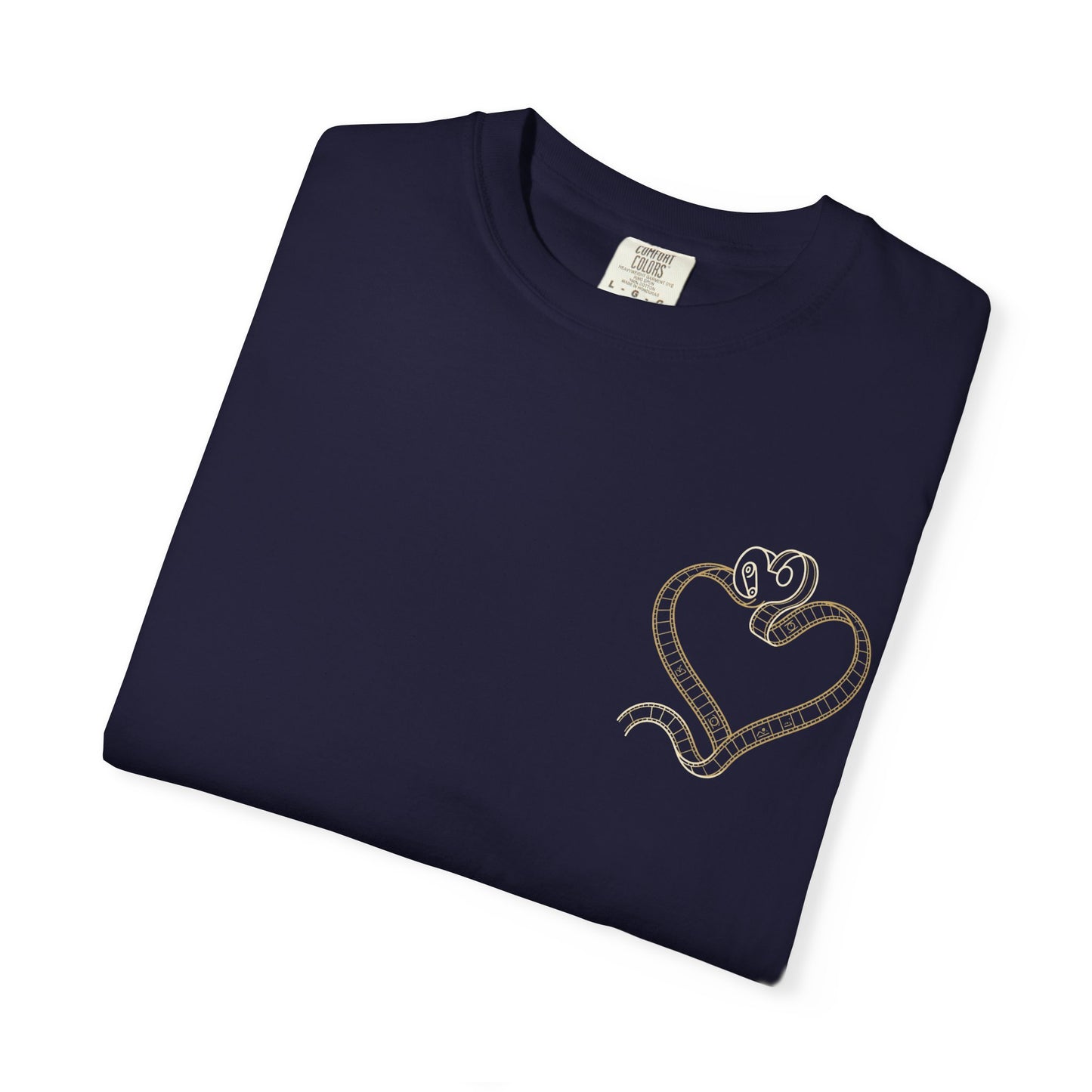 Embroidered Gold Heart T-Shirt — Minimal Chest Heart Tee