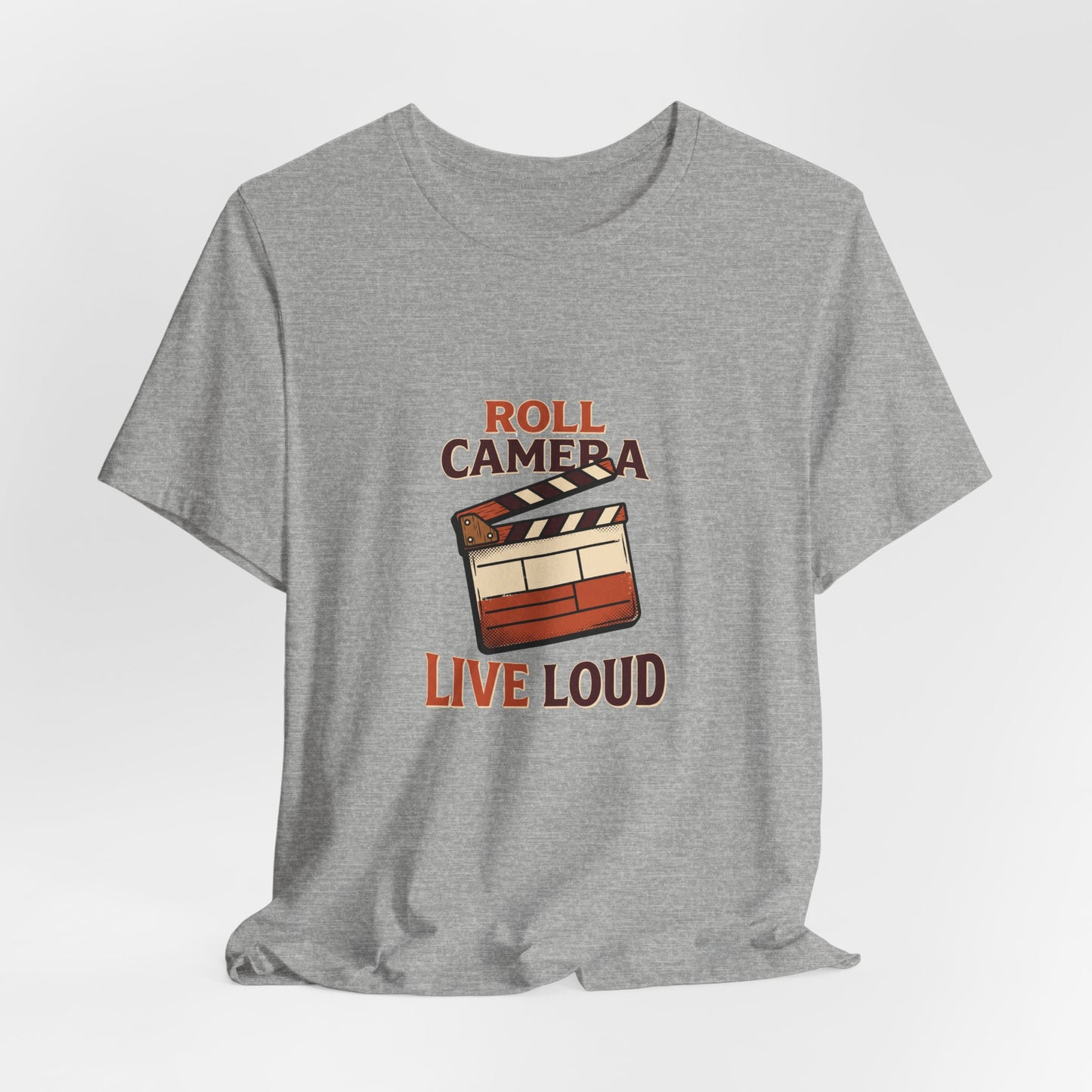 Film Clapboard T-Shirt – "Roll Camera Live Loud" Graphic Tee
