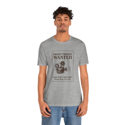 Projectionist Wanted Vintage Camera Tee — Retro Movie Crew T‑Shirt