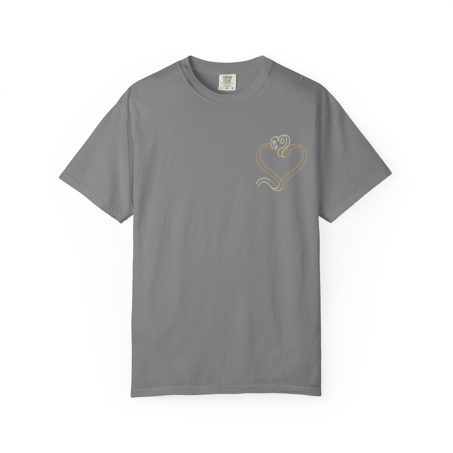 Embroidered Gold Heart T-Shirt — Minimal Chest Heart Tee