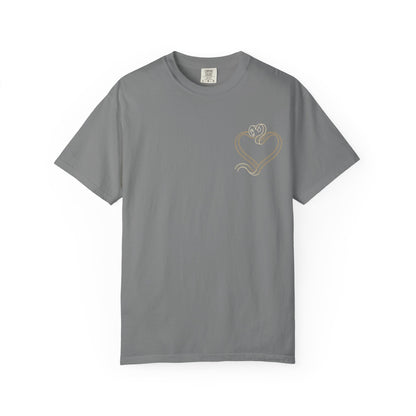 Embroidered Gold Heart T-Shirt — Minimal Chest Heart Tee