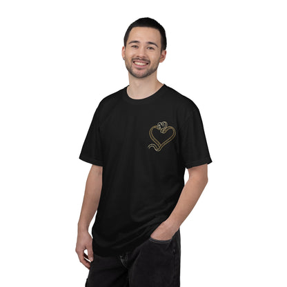 Embroidered Gold Heart T-Shirt — Minimal Chest Heart Tee