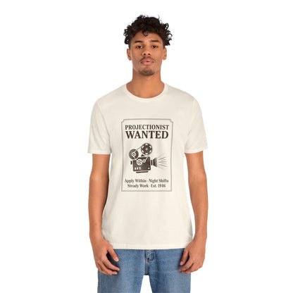 Projectionist Wanted Vintage Camera Tee — Retro Movie Crew T‑Shirt