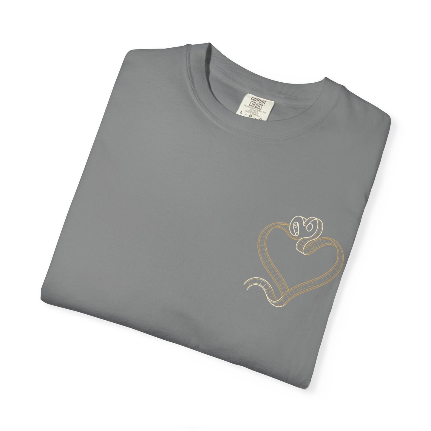 Embroidered Gold Heart T-Shirt — Minimal Chest Heart Tee