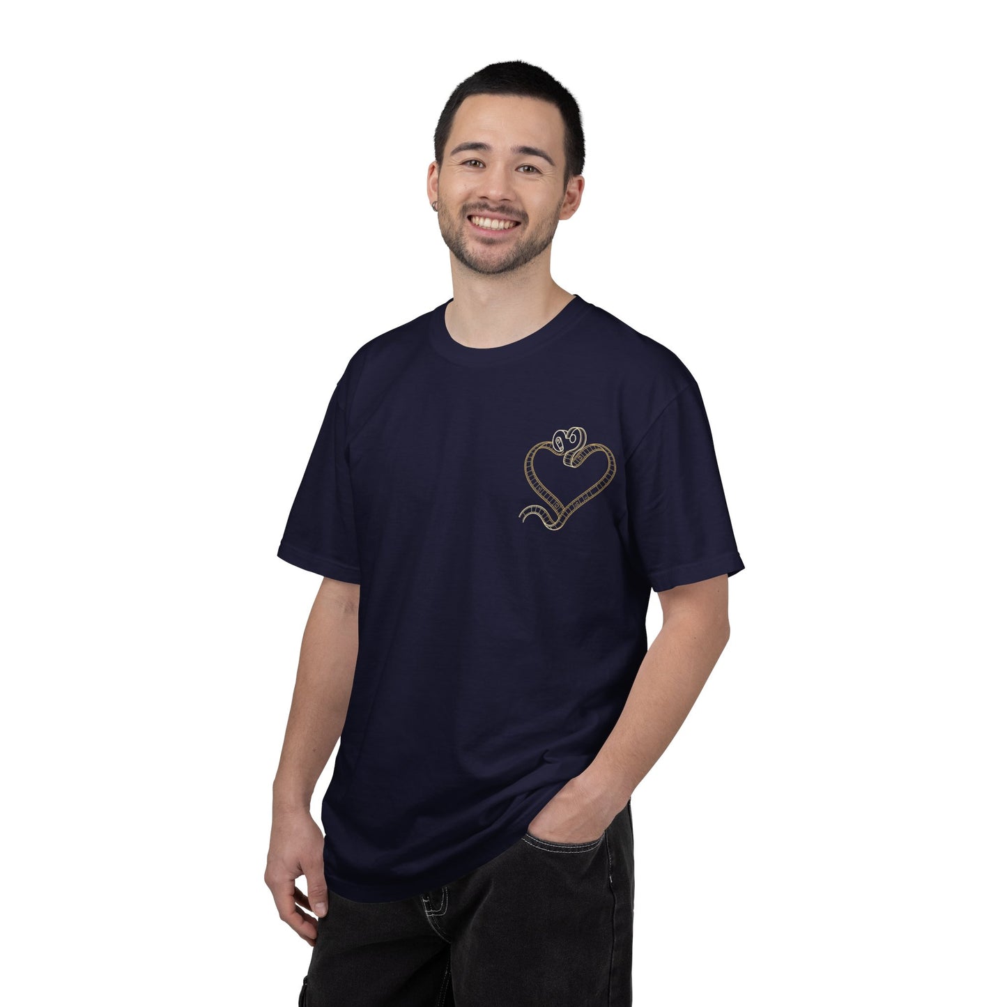 Embroidered Gold Heart T-Shirt — Minimal Chest Heart Tee