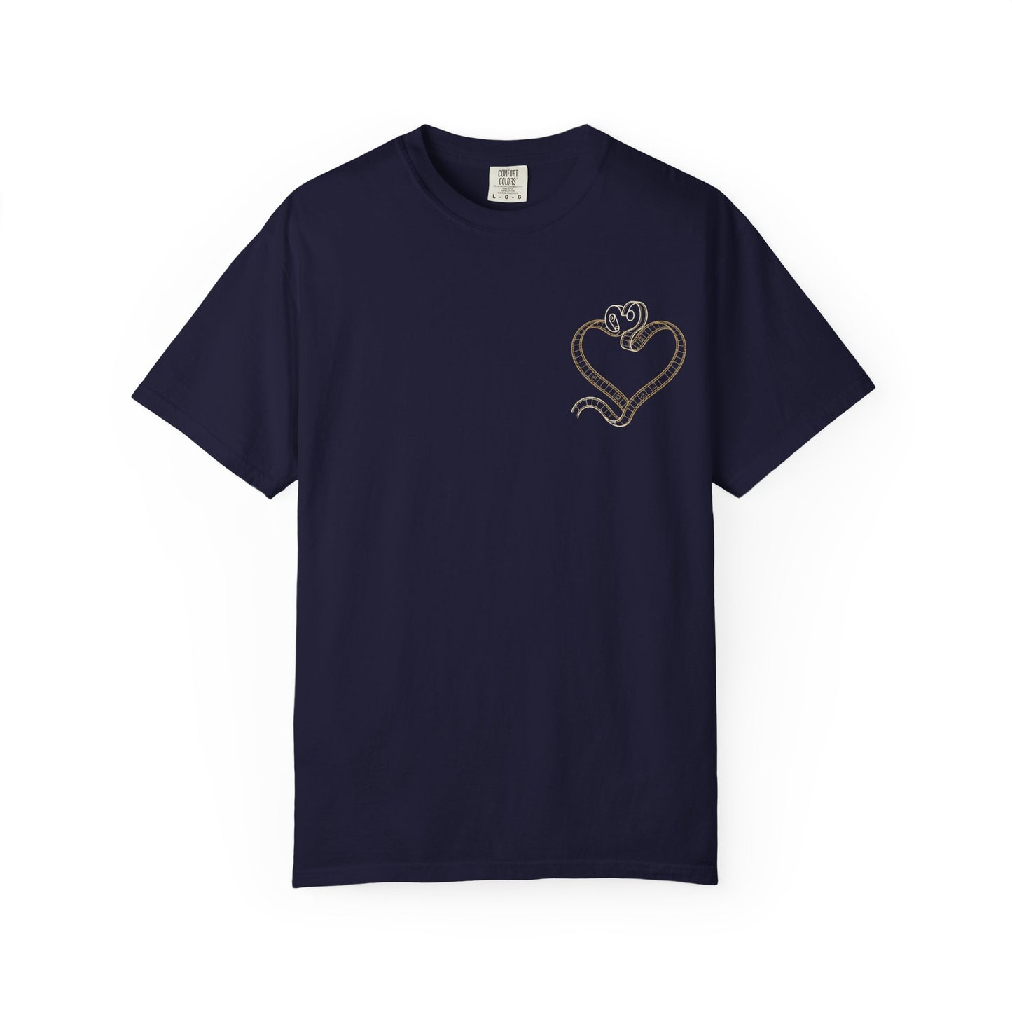 Embroidered Gold Heart T-Shirt — Minimal Chest Heart Tee