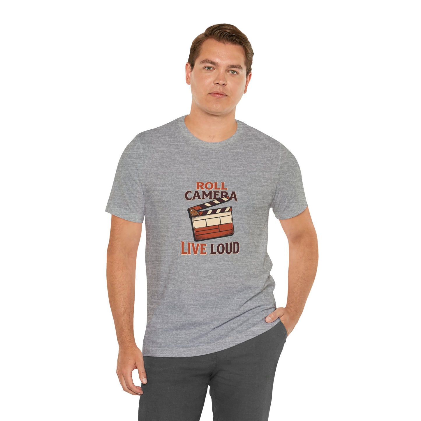 Film Clapboard T-Shirt – "Roll Camera Live Loud" Graphic Tee