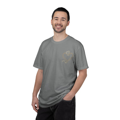 Embroidered Gold Heart T-Shirt — Minimal Chest Heart Tee