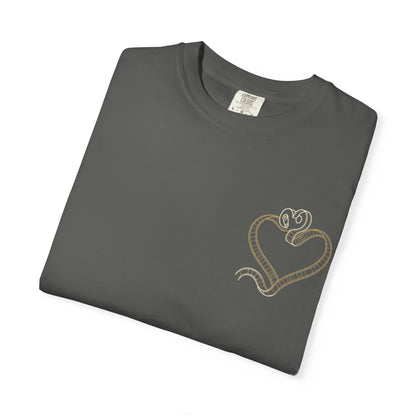 Embroidered Gold Heart T-Shirt — Minimal Chest Heart Tee