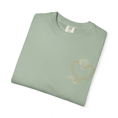 Embroidered Gold Heart T-Shirt — Minimal Chest Heart Tee